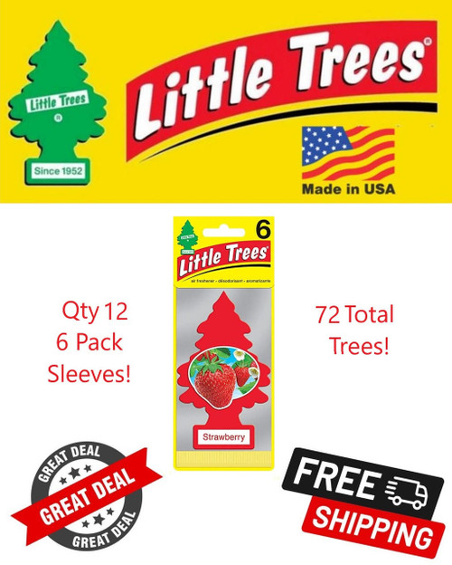  Little Trees U6P-60312-72PACK-6CTS Strawberry Hanging Air Freshener for Car & Home 72 Pack! 