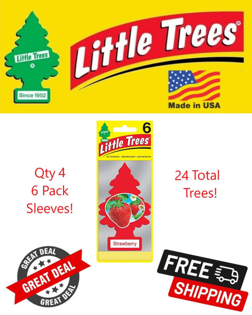  Little Trees U6P-60312-24PACK-6CTS Strawberry Hanging Air Freshener for Car & Home 24 Pack! 