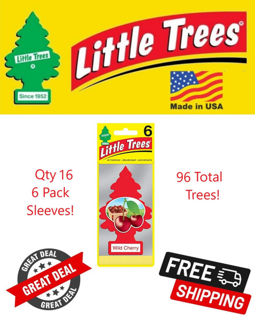  Little Trees U6P-60311-96PACK-6CTS Wild Cherry Hanging Air Freshener for Car & Home 96 Pack! 