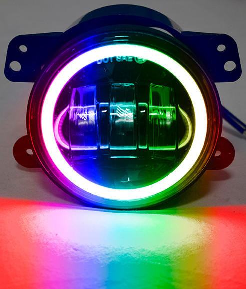  Race Sport Rs162rgb Colorsmart 4In White Led Fog Light W/ Bluetooth Rgb Halo - Jeep Jk, Cj, Tj 
