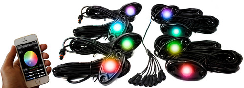  Race Sport Rsld8kitcs Colorsmart 8-Pod Led Rock Light Kit (Rgb Multi-Color W/ Black Housings) 
