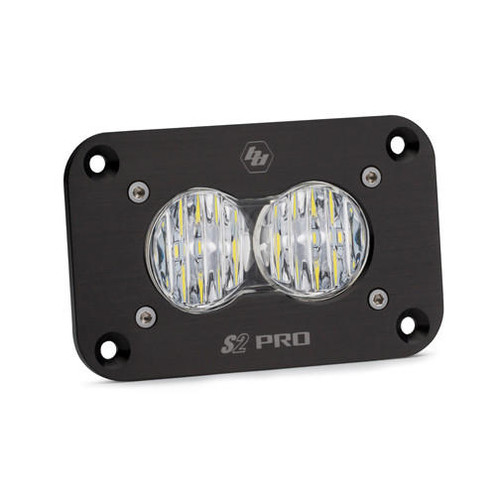  Baja Designs S2 Pro Black Flush Mount Led Auxiliary Wide Cornering Light Pod - Clear Lens 