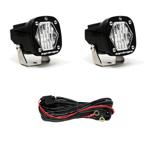  Baja Designs S1 Black Led Auxiliary Light Pod Pair - Wide Cornering Beam With Clear Lens 