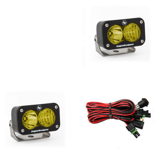  Baja Designs S2 Sport Black Led Auxiliary Driving/Combo Light Pod Pair - Amber Lens 