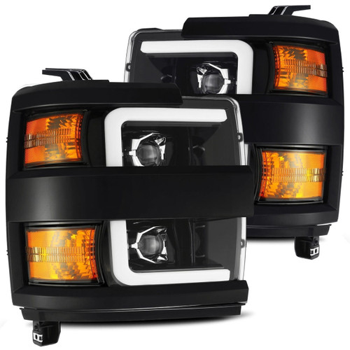  Alpharex 15-19 Chevrolet Silverado 2500Hd/3500Hd Pro-Series Halogen Projector Headlights - Jet Black 