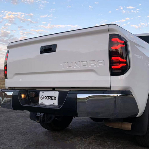 Alpharex 14-21 Toyota Tundra Luxx-Series Led Tail Lights - Black/Red   Alpharex 14-21 Toyota Tundra Luxx-Series Led Tail Lights - Black/Red