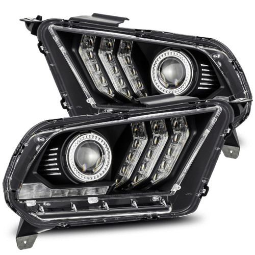  Alpharex 10-12 Ford Mustang Pro-Series Halogen Projector Headlights - Black 