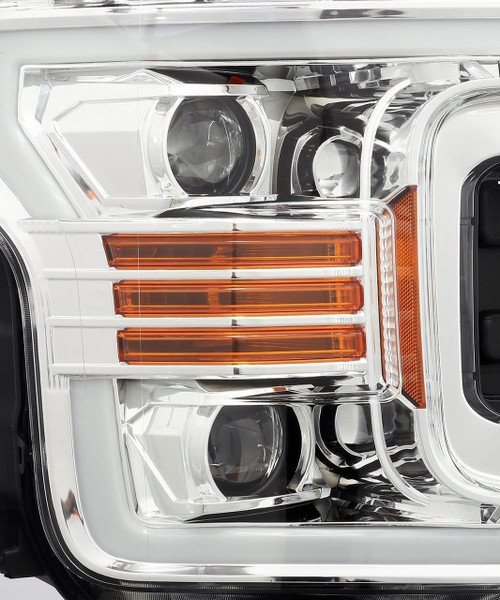 Alpharex 18-20 Ford F150 Pro-Series Halogen Projector Headlights - Chrome   Alpharex 18-20 Ford F150 Pro-Series Halogen Projector Headlights - Chrome