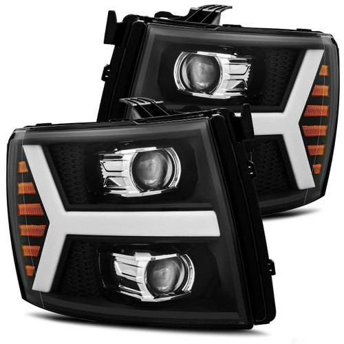  Alpharex 07-13 Chevrolet Silverado Pro-Series Halogen Projector Headlights - Black 