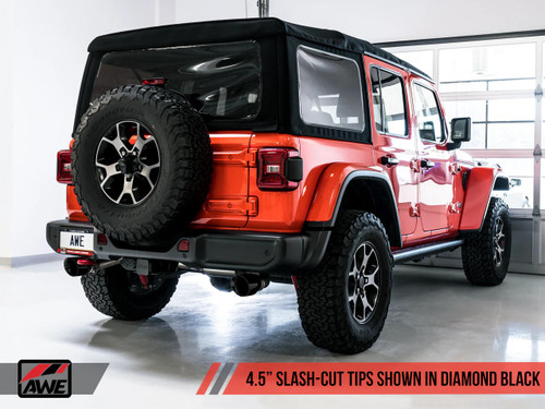 Awe Exhaust Tread Edition Axleback Dual Exhaust For Jeep Jl/Jlu 3.6L/2.0T - Diamond Black Tips   Awe Exhaust Tread Edition Axleback Dual Exhaust For Jeep Jl/Jlu 3.6L/2.0T - Diamond Black Tips