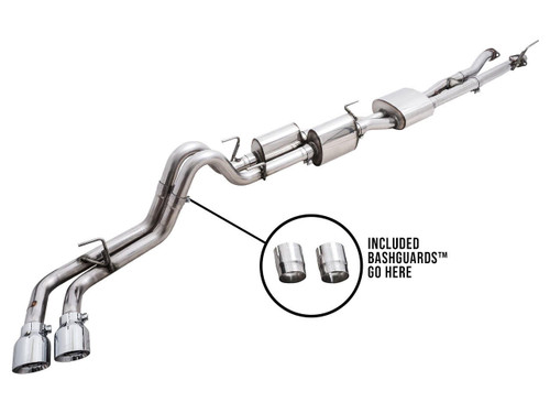  Awe Exhaust 0Fg Exhaust With Bashguard For 3Rd Gen Tacoma - Dual Chrome Silver Tips 