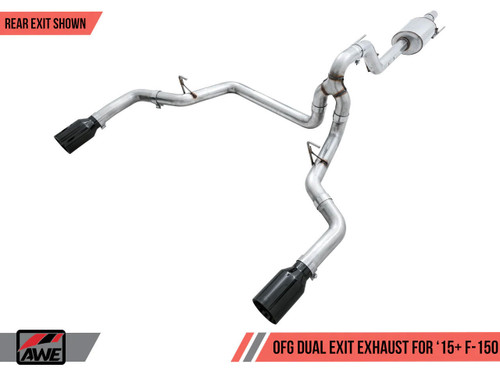 Awe Exhaust 0Fg Dual Exit Exhaust For '15-'20 F-150 - 5" Diamond Black Tips   Awe Exhaust 0Fg Dual Exit Exhaust For '15-'20 F-150 - 5" Diamond Black Tips