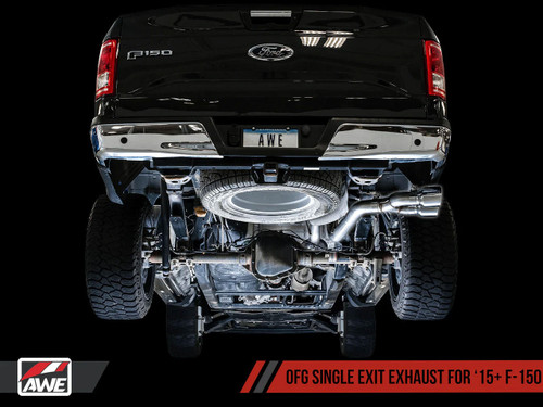 Awe Exhaust 0Fg Single Exit Exhaust For '15-'20 F-150 - 4.5" Diamond Black Tips   Awe Exhaust 0Fg Single Exit Exhaust For '15-'20 F-150 - 4.5" Diamond Black Tips