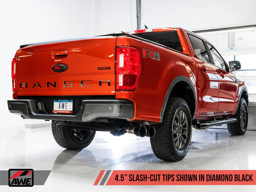 Awe Exhaust 0Fg Exhaust With Bashguard For Ford Ranger - Dual Diamond Black Tips   Awe Exhaust 0Fg Exhaust With Bashguard For Ford Ranger - Dual Diamond Black Tips