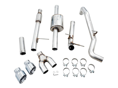 Awe Exhaust 0Fg Catback Dual Side Exit Exhaust For 4Th Gen Silverado/Sierra 1500 5.3L (Flat Bumper) - Chrome Silver Tips   Awe Exhaust 0Fg Catback Dual Side Exit Exhaust For 4Th Gen Silverado/Sierra 1500 5.3L (Flat Bumper) - Chrome Silver Tips