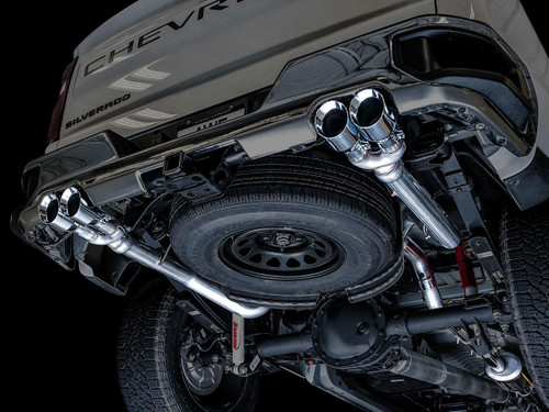 Awe Exhaust 0Fg Catback Split Rear Exit Exhaust For 4Th Gen Silverado/Sierra 1500 5.3L (With Bumper Cutouts) - Quad Chrome Silver Tips   Awe Exhaust 0Fg Catback Split Rear Exit Exhaust For 4Th Gen Silverado/Sierra 1500 5.3L (With Bumper Cutouts) - Quad Chrome Silver Tips