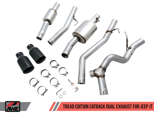 Awe Exhaust Tread Edition Catback Dual Exhaust For Jeep Jt 3.6L - Diamond Black Tips   Awe Exhaust Tread Edition Catback Dual Exhaust For Jeep Jt 3.6L - Diamond Black Tips