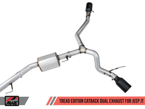 Awe Exhaust Tread Edition Catback Dual Exhaust For Jeep Jt 3.6L - Diamond Black Tips   Awe Exhaust Tread Edition Catback Dual Exhaust For Jeep Jt 3.6L - Diamond Black Tips