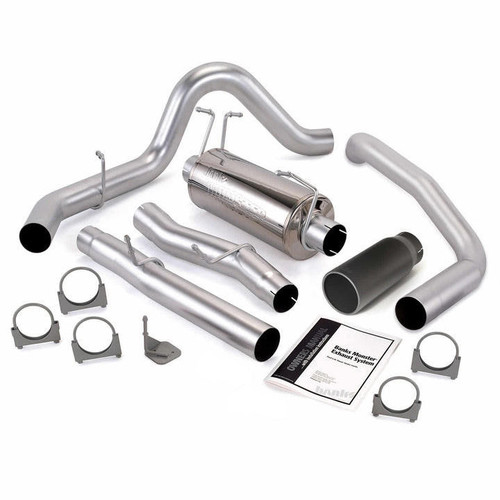 Banks Power 03-07 Ford F250/F350 6.0L Power Stroke Extended Cab Short Bed 4" Monster Exhaust System - Cerakote Black Tip   Banks Power 03-07 Ford F250/F350 6.0L Power Stroke Extended Cab Short Bed 4" Monster Exhaust System - Cerakote Black Tip