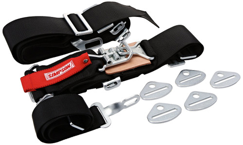 Simpson Racing 5 Point 55" Bolt-In Latch & Link Harness - Black
