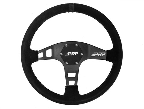  Prp Seats Flat Steering Wheel - Suede (Black) 