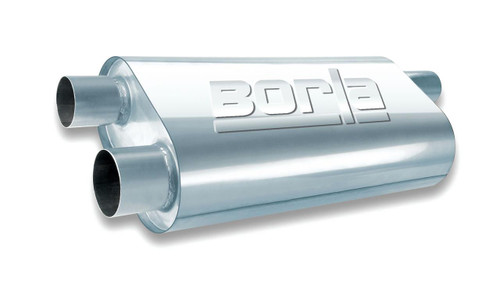 BORLA Borla Universal Specialty Muffler - Transverse Flow - Single 3.0" Inlet / Dual 2.5" Offset Outlet - 19" Body 