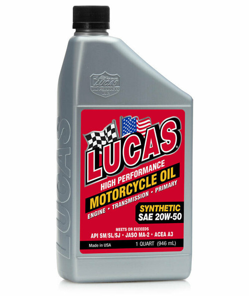 Lucas Oil High Performance 20W-50 Synthetic Motorcycle Oil - 1 Quart