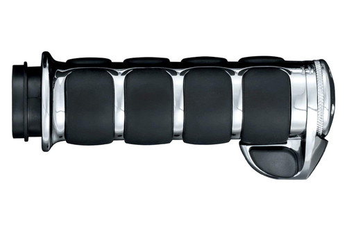 Kuryakyn 82-21 Harley Davidson Dual Cable Throttle Iso-Grips With Chrome Accent Rings With Throttle Boss