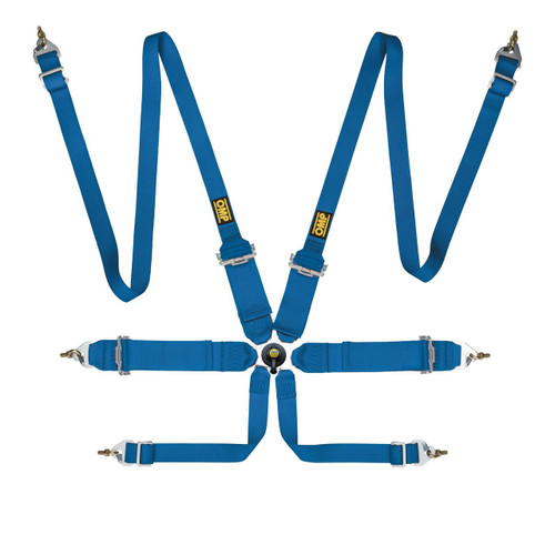 OMP First 3+2" Pull Up Blue 6-Point Harness - Fia Approved   OMP First 3+2" Pull Up Blue 6-Point Harness - Fia Approved