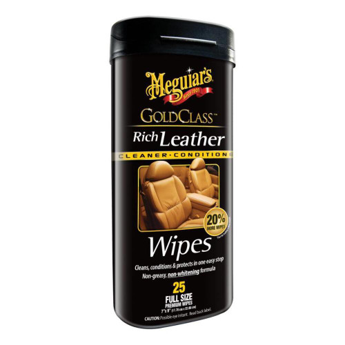  Meguiar's Gold Class Rich Leather Wipes - 25 Wipes 