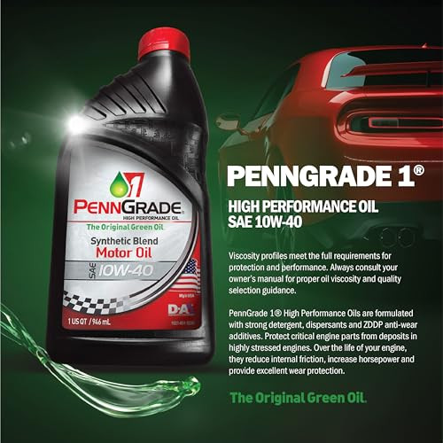 Penngrade Synthetic Blend High Performance 10W-40 Oil - 1 Quart