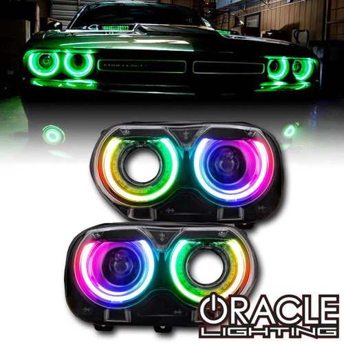  Oracle Lighting 2015-2023 Dodge Challenger Colorshift Rgb+W Headlight Drl Upgrade Kit 
