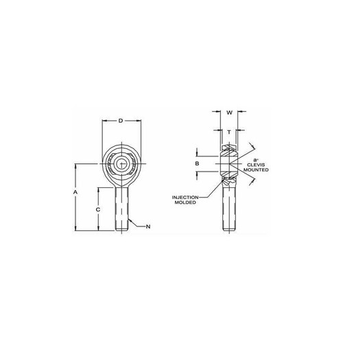 FK Rod Ends Fk Rod Ends Fk 3Pc 1" Rh High Strength Alloy Male Nylon Import Series 