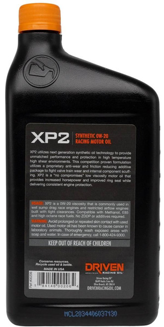  Driven Racing Oil Xp2 0W-20 Synthetic Racing Oil - 1 Quart 