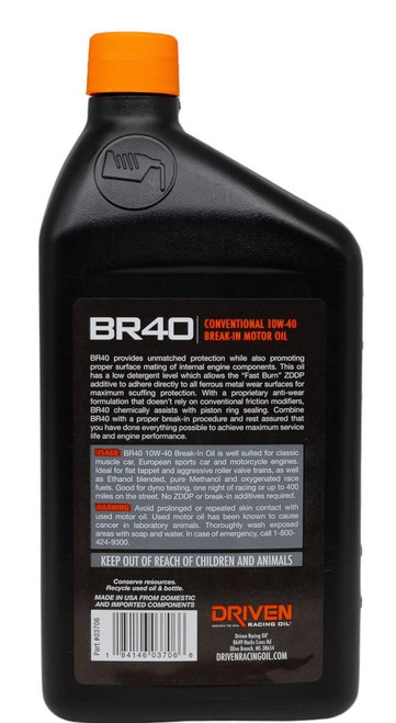 Driven Racing Oil Br40 10W-40 Conventional Break-In Oil - 1 Quart   Driven Racing Oil Br40 10W-40 Conventional Break-In Oil - 1 Quart