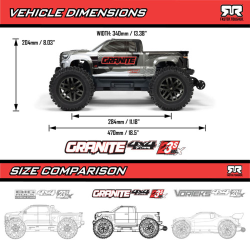 ARRMA 1/10 GRANITE 4X4 BLX BRUSHLESS MONSTER TRUCK RTR- GUN METAL