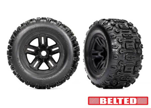 Traxxas Sledgehammer Belted 3.8" Pre-Mounted Monster Truck Tires (Black) (9573)