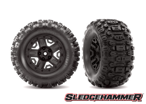 Traxxas 5-Spoke 2.8" Black Wheels & Sledgehammer Tires (2) (6792)