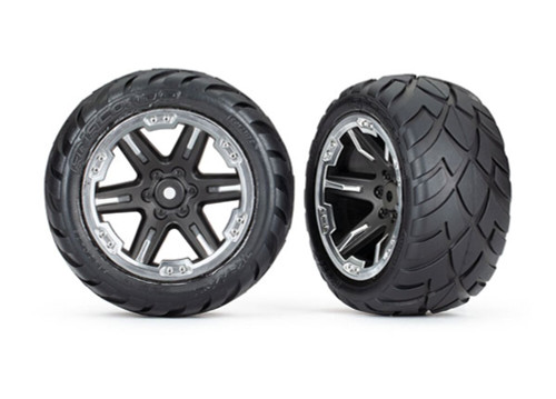 Traxxas RXT 2.8" Black & Chrome Wheels & Anaconda Tires (2) (6768X)