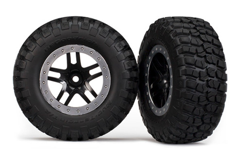 Traxxas SCT Black & Satin Chrome Wheels & BFGoodrich Tires (2) (5883)