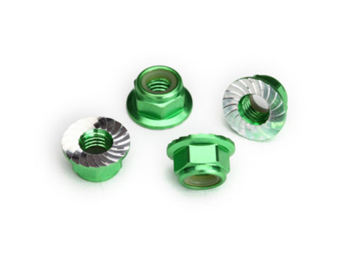 Traxxas 5 mm Green Aluminum Serrated Lock Nuts (4) (8447G)