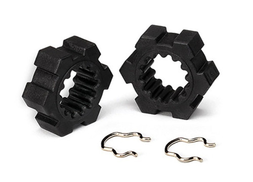 Traxxas 24 mm Splined Hex Wheel Hubs with Clips (2) (7756-BLK)