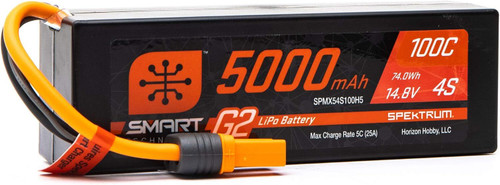 Spektrum 14.8V 5000mAh 4S 100C Smart G2 Hardcase LiPo Battery IC5 SPMX54S100H5