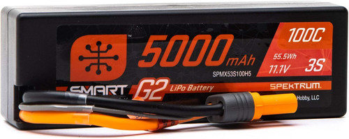 Spektrum 5000mAh 3S 11.1V Smart G2 Hard Case LiPo 100C IC5 Battery SPMX53S100H5