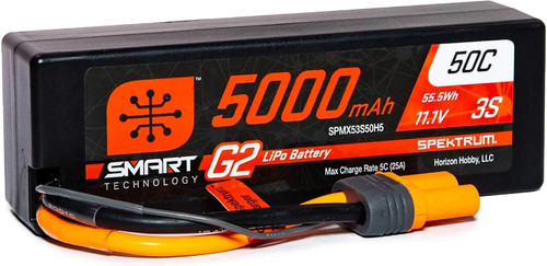 Spektrum 11.1V 5000mAh 3S 50C Smart G2 Hardcase LiPo Battery: IC5 (SPMX53S50H5)