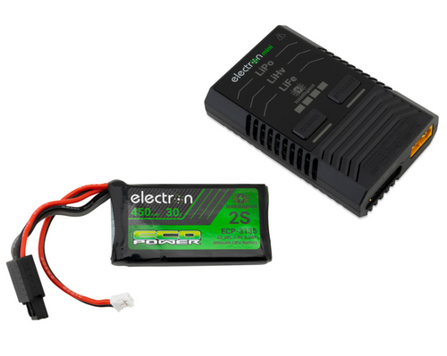 EcoPower Intelligent 2S 450mAh PH2.0 LiPo Battery/"Electron Mini" Charger Bundle (SCX24 & Other Mini Crawlers) (ECP-1008)