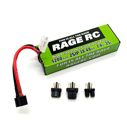 Rage R/C 5200mAh 2S 7.4V 35C Hard Case LiPo Battery Uni Connector RGRLP52002S35U