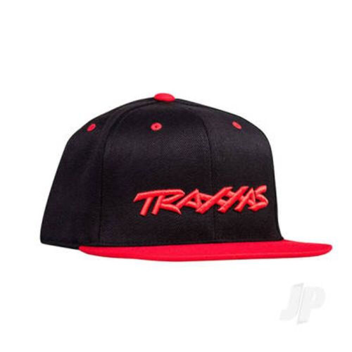 Traxxas Red & Black Flat-Bill Snap Hat w/ Red Logo 3D Embroidered (1183-BLR)