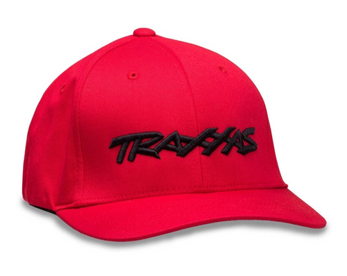 Traxxas Unisex Red Curved-Bill Flexfit Hat With Black Logo (TRX1188-RED-LXL)
