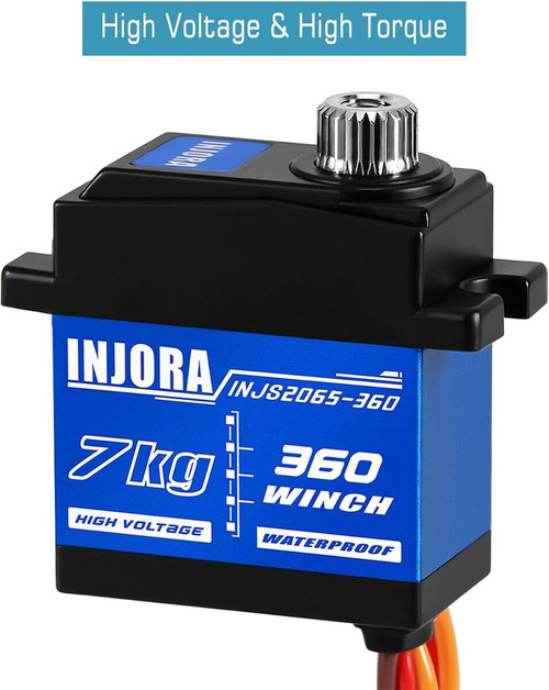 INJORA Waterproof 7KG Winch Servo & Tow Truck Crane Kit Black INJS2065-360-115SR